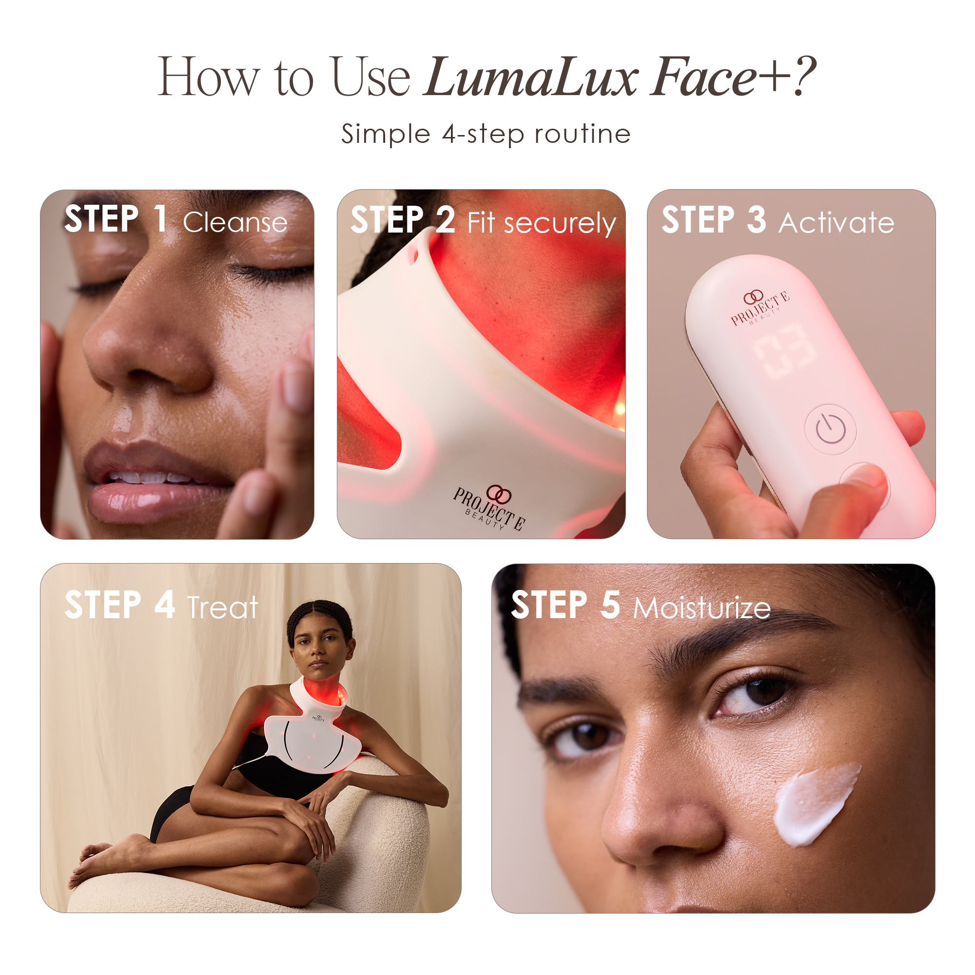 LumaLux Neck & Dec | Pro LED Red Light Therapy Mask | Project E Beauty